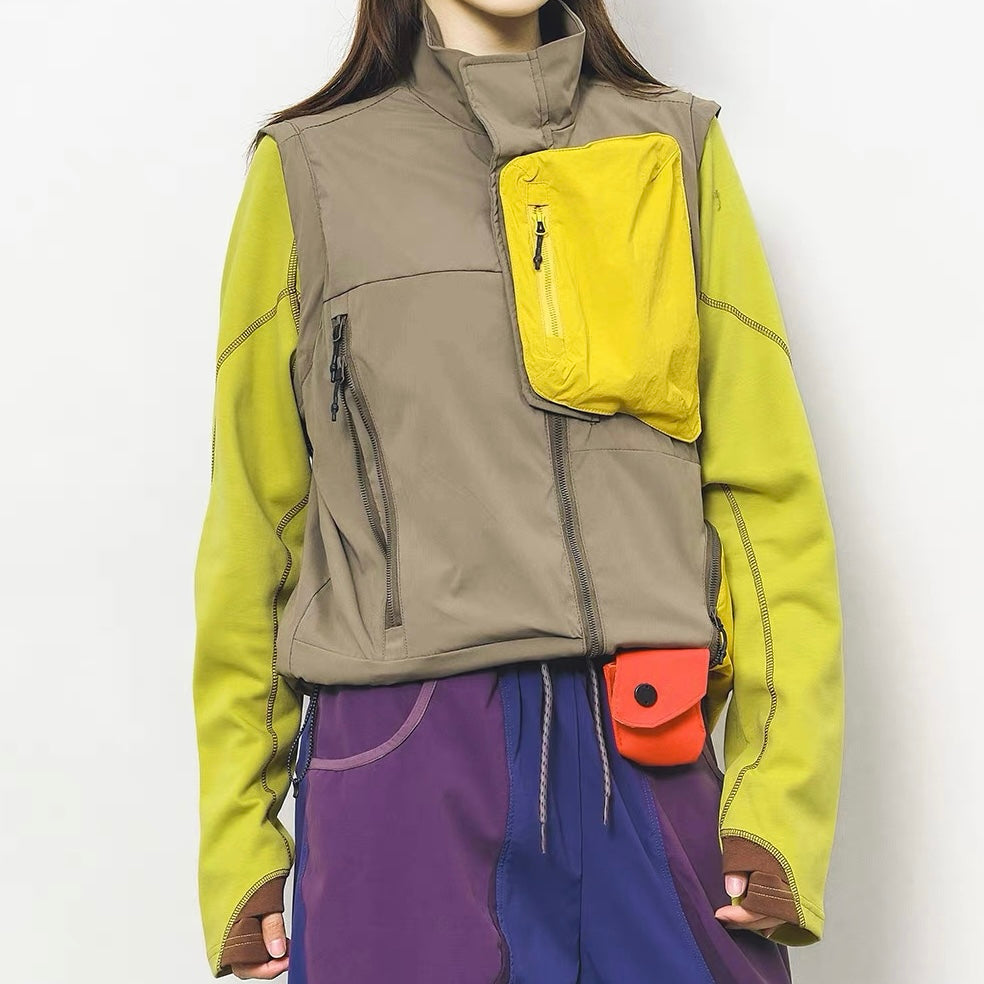 ベスト・ジャケット バイカラー ビッグポケット付 ベスト（3Colors）250841 – Champyee