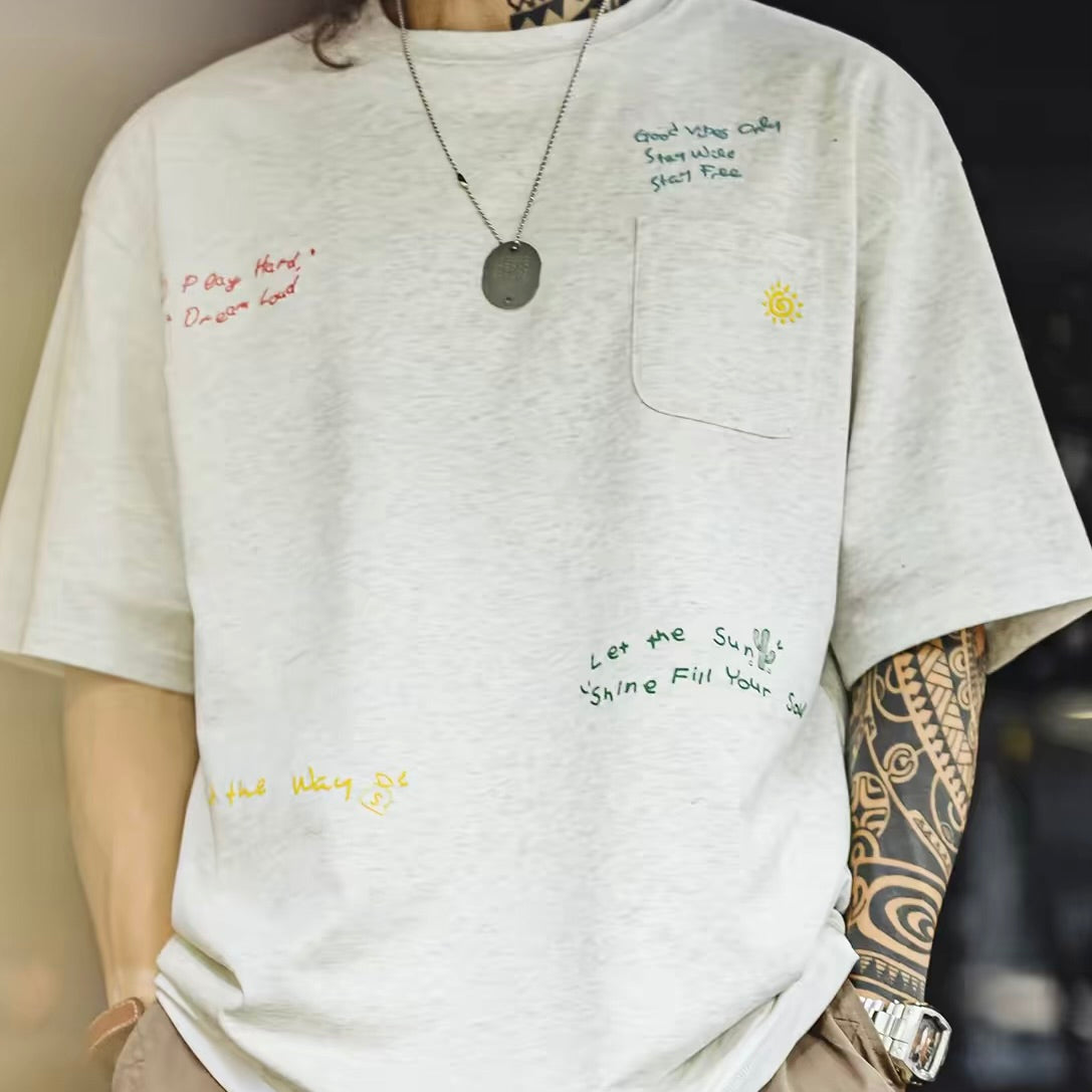 ワンポイント刺繍 リラックスTシャツ（2Colors）260576