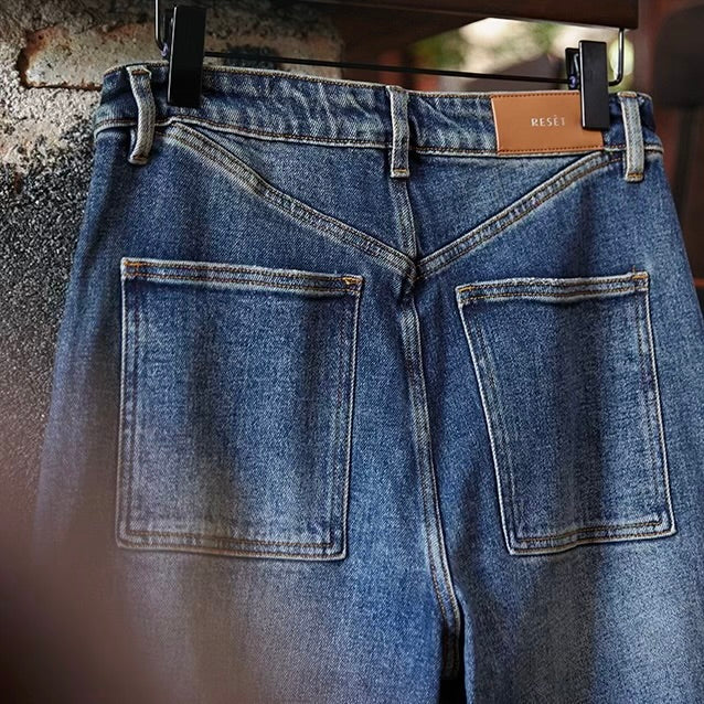 立体ステッチ ウォッシュド デニムパンツ（1Color）250917