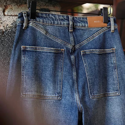 立体ステッチ ウォッシュド デニムパンツ（1Color）250917