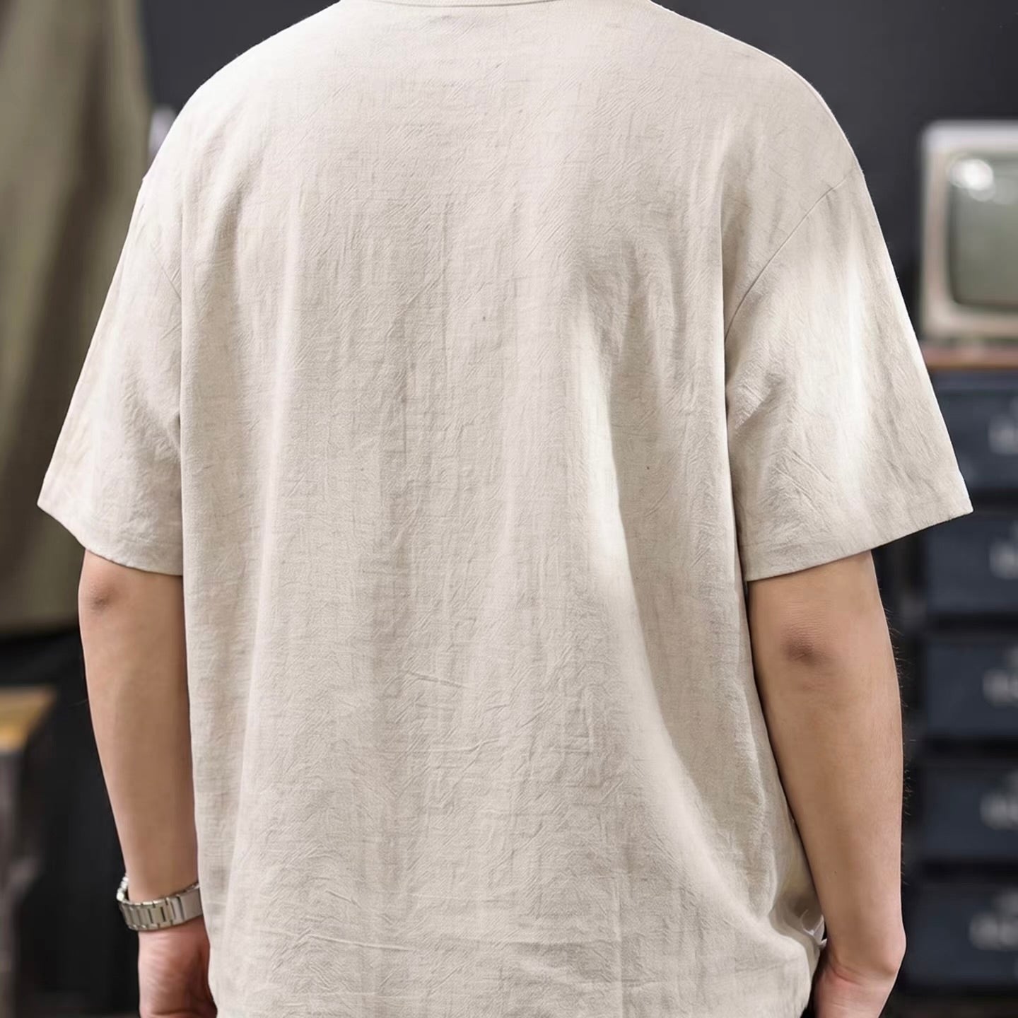 リネン混 ヘンリーネックTシャツ（7Colors）260474