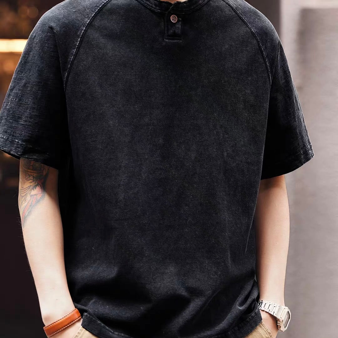 ヘンリーネック ウォッシュドTシャツ（2Colors）260359