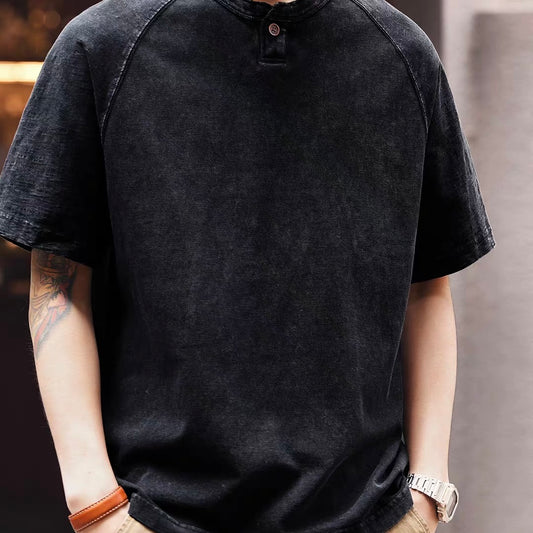 ヘンリーネック ウォッシュドTシャツ（2Colors）260359