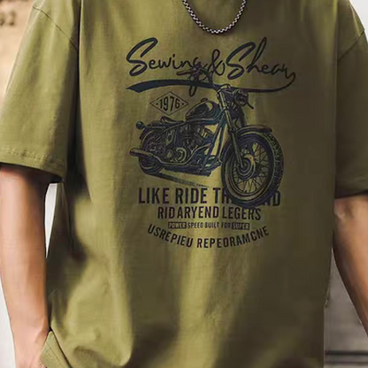 アメリカンレトロ バイクイラストTシャツ（3Colors）240658