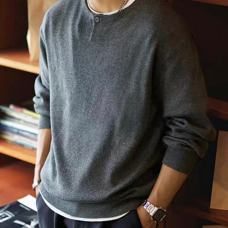 ヘンリーネック シンプル ニットプルオーバー（3Colors）250881