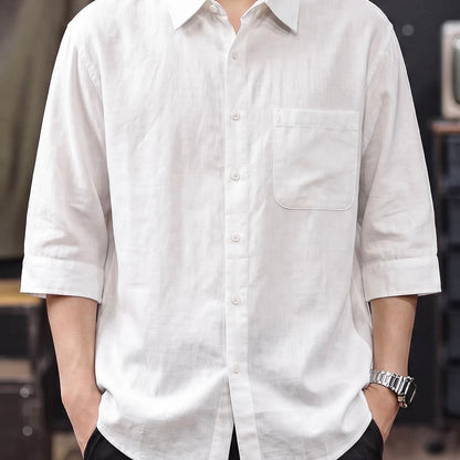 ナチュラル 7分袖 シンプルシャツ（4Colors）260525