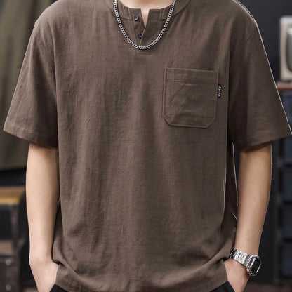 リネン混 ヘンリーネックTシャツ（7Colors）260474