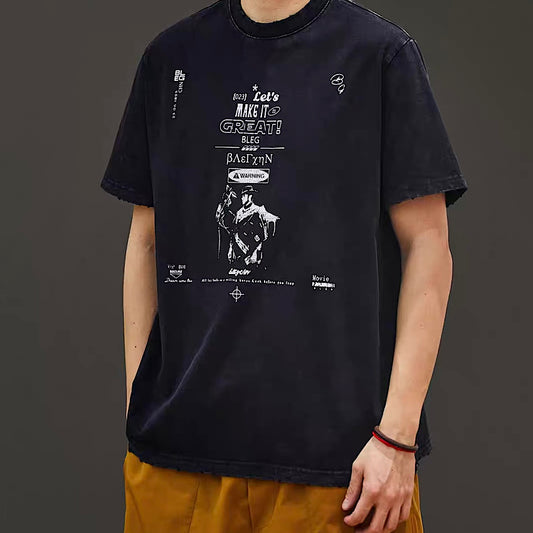 アメリカンレトロ ダメージ プリントTシャツ（2Colors）250476