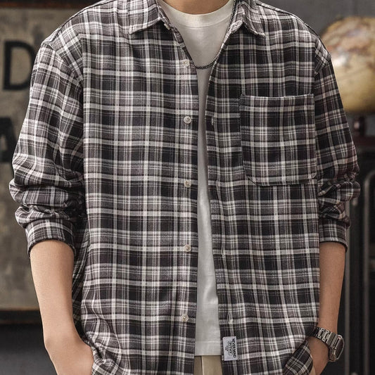 胸ポケット付 レトロチェックシャツ（2Colors）260175