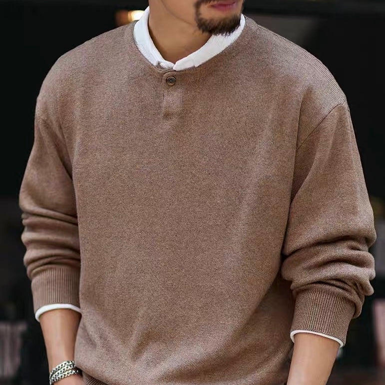 ヘンリーネック シンプル ニットプルオーバー（3Colors）250881