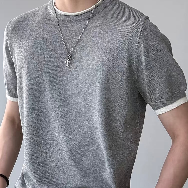 リネン混 シンプル フェイクレイヤードTシャツ（3Colors）260540