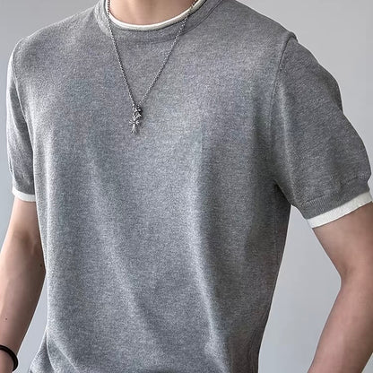 リネン混 シンプル フェイクレイヤードTシャツ（3Colors）260540
