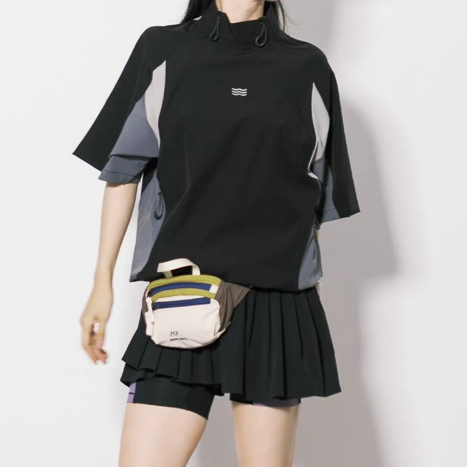 ジップ付スタンドカラー Tシャツ（2Colors）260502