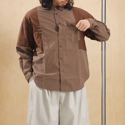 パッチワーク チェック デザインシャツ（3Colors）260157