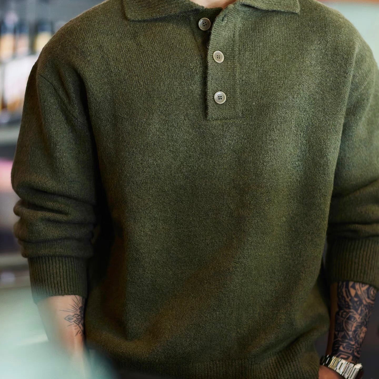 ヘビーウェイト ポロカラーセーター（3Colors）250908