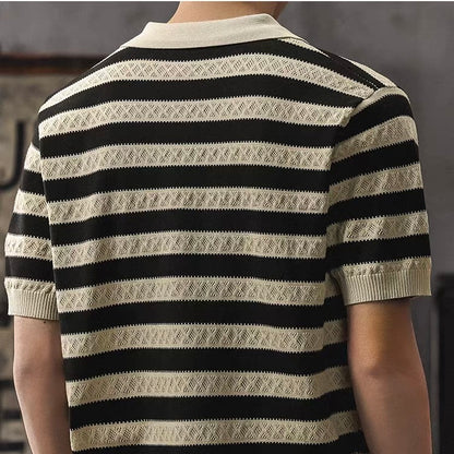 ボーダー ポロカラー ニットTシャツ（1Color）260187