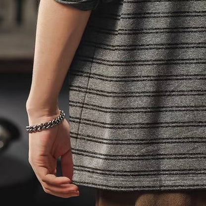 ルーズ ボーダー 長袖ポロシャツ（1Color）260155