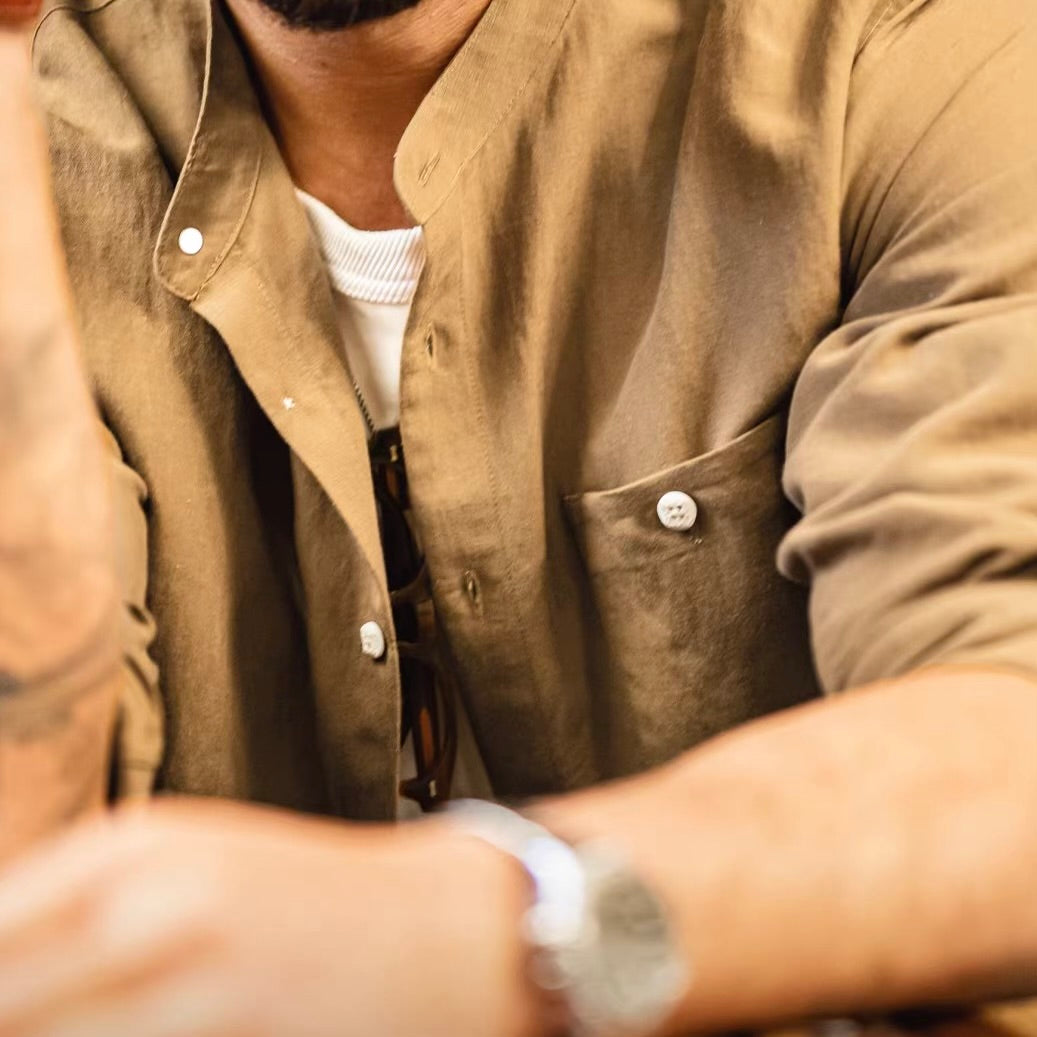 胸ポケット付 スタンドカラーシャツ（4Colors）260182