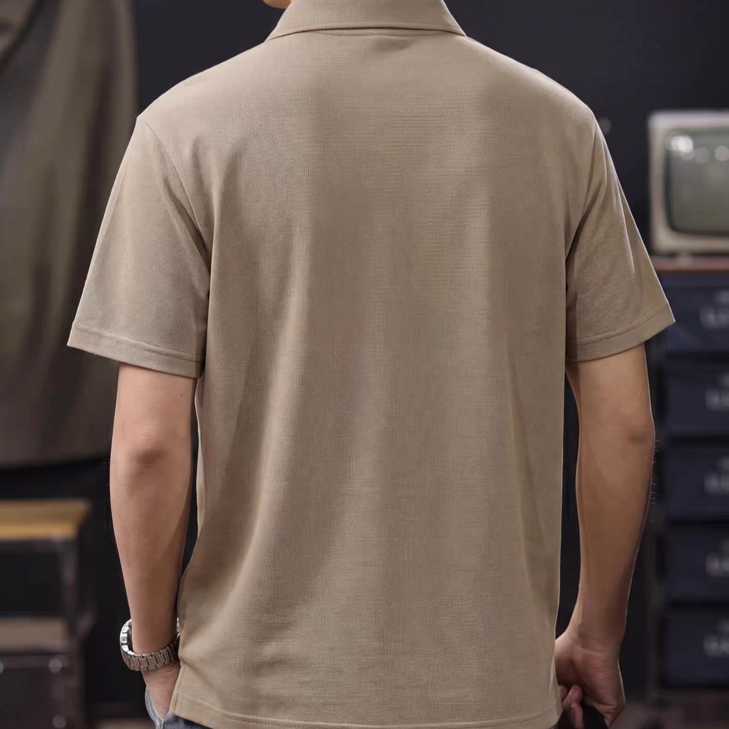 ラインデザイン 半袖ポロシャツ（2Colors）260569