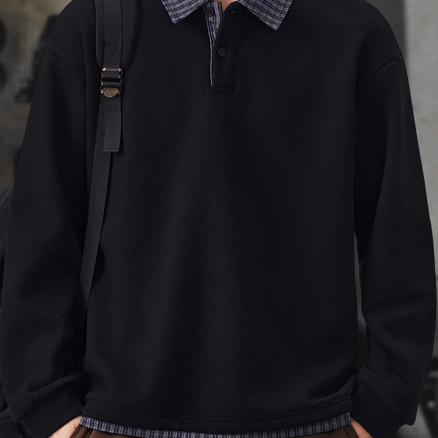 フェイクレイヤード ポロカラー プルオーバー（3Colors）251095