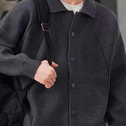 襟付き シンプル ニットカーディガン（3Colors）251072