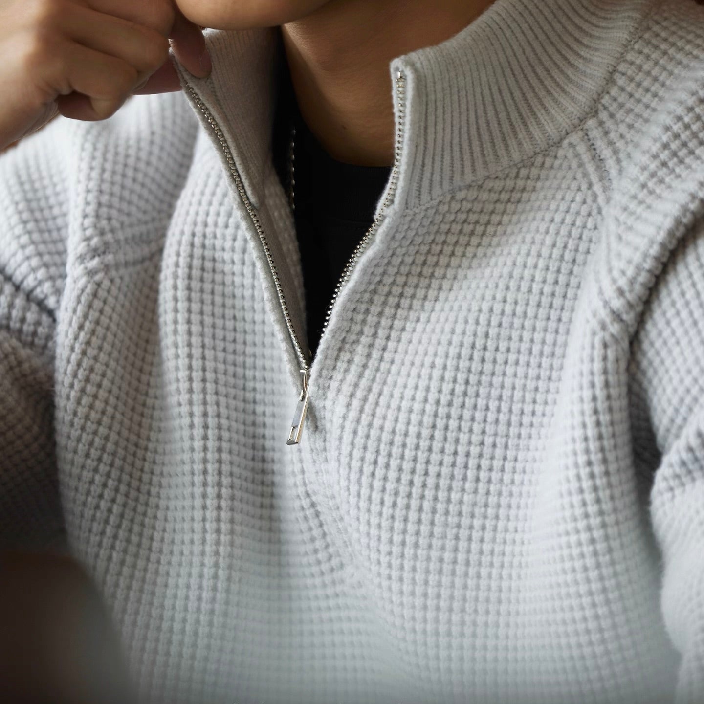 ヘビーウェイト ハーフジップ ニットプルオーバー（2Colors）250975