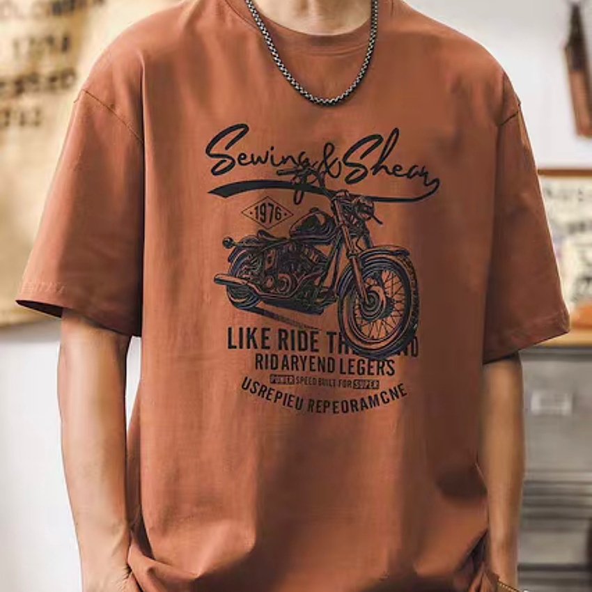 アメリカンレトロ バイクイラストTシャツ（3Colors）240658