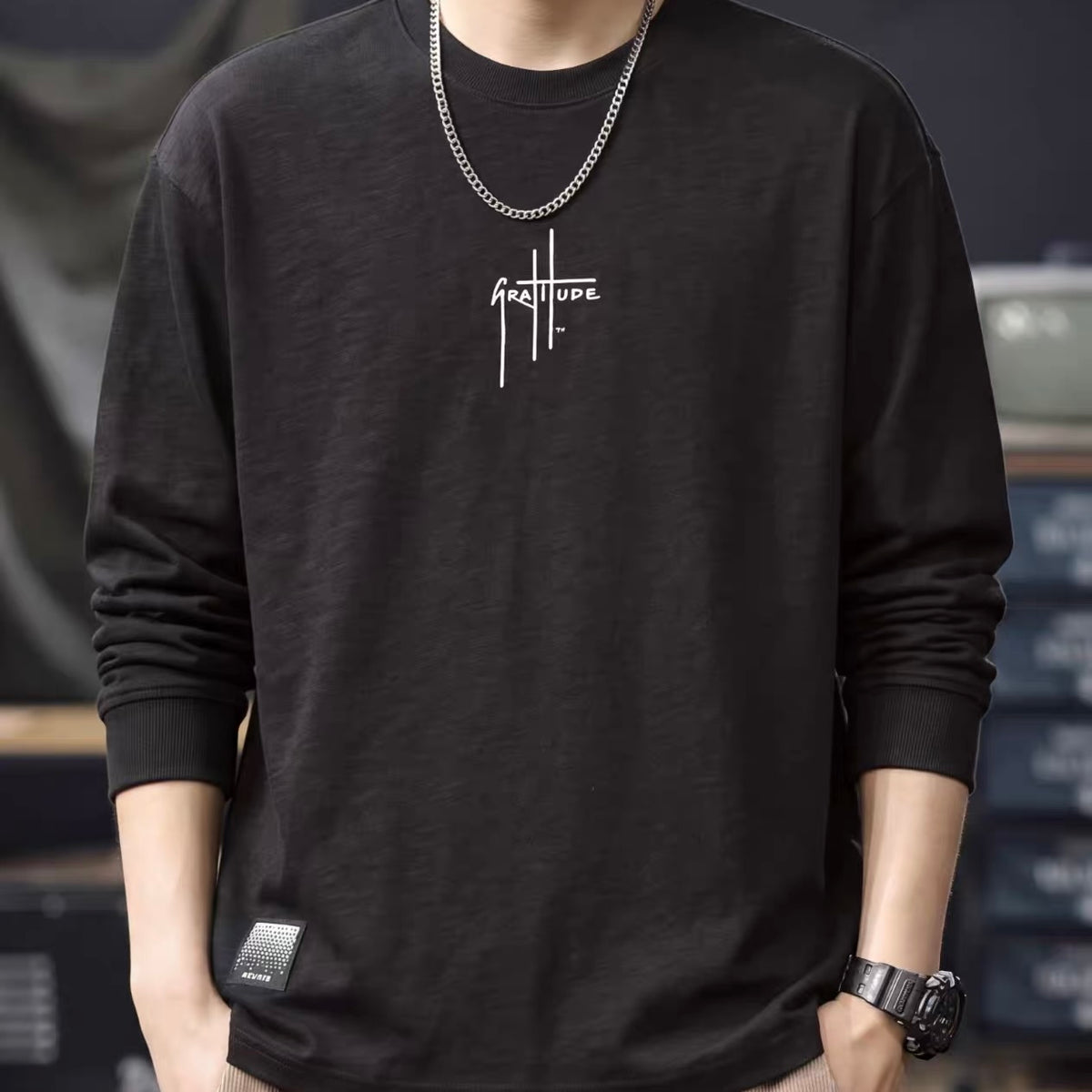 刺繍 裏起毛 長袖Tシャツ（3Colors）260867