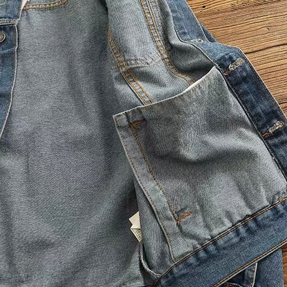 コーデュロイ襟 ウォッシュドデニムジャケット（1Color）240583