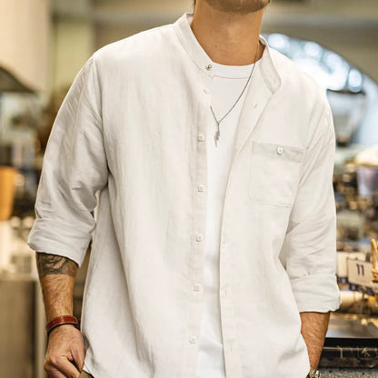 胸ポケット付 スタンドカラーシャツ（4Colors）260182