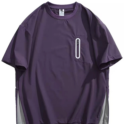 サイドジップ 胸ポケット付 半袖Tシャツ（3Colors）250332