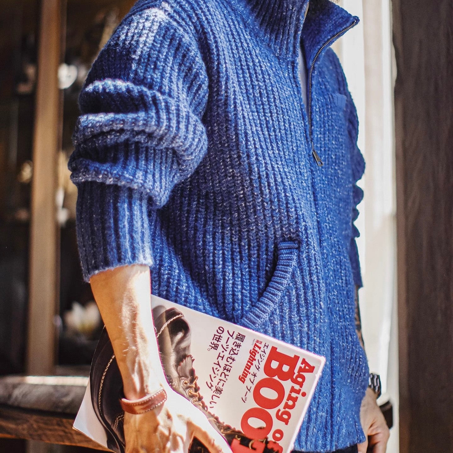 スタンドカラー ダブルジップ カーディガン（1Color）251006