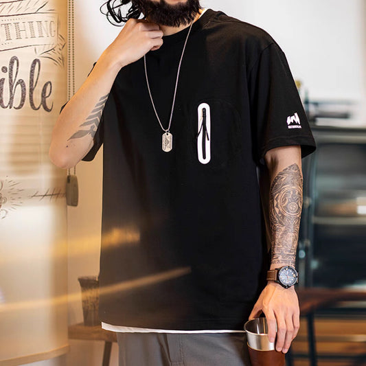 ワンポイントカラー ジップポケット付Tシャツ（2Colors）250370