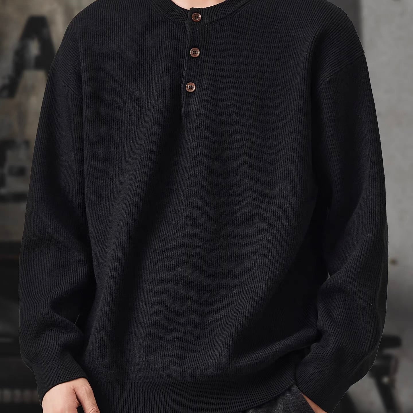 ヘンリーネック シンプル セーター（4Colors）251076