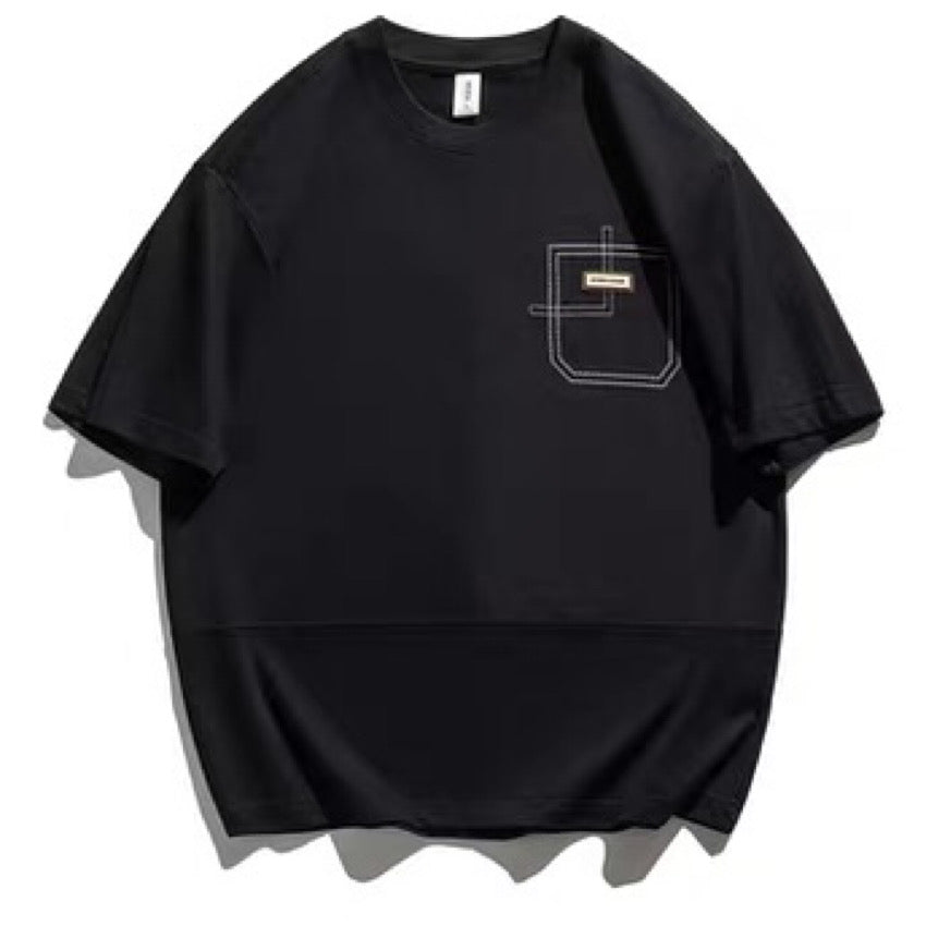 パッチワーク ステッチ入りTシャツ（3Colors）250511