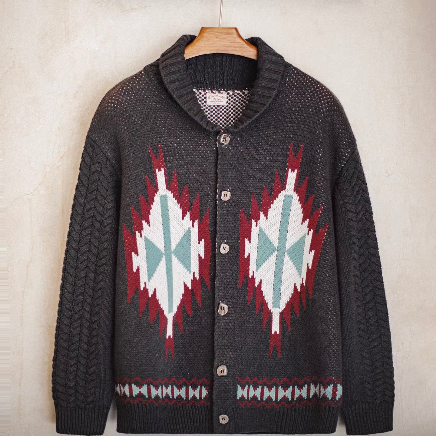 ネイティブ柄 ショールカラーカーディガン（1Color）251079