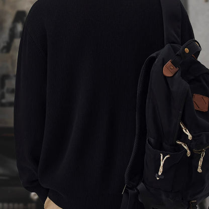 ハーフジップ スタンドカラー 厚手 セーター（3Colors）260016