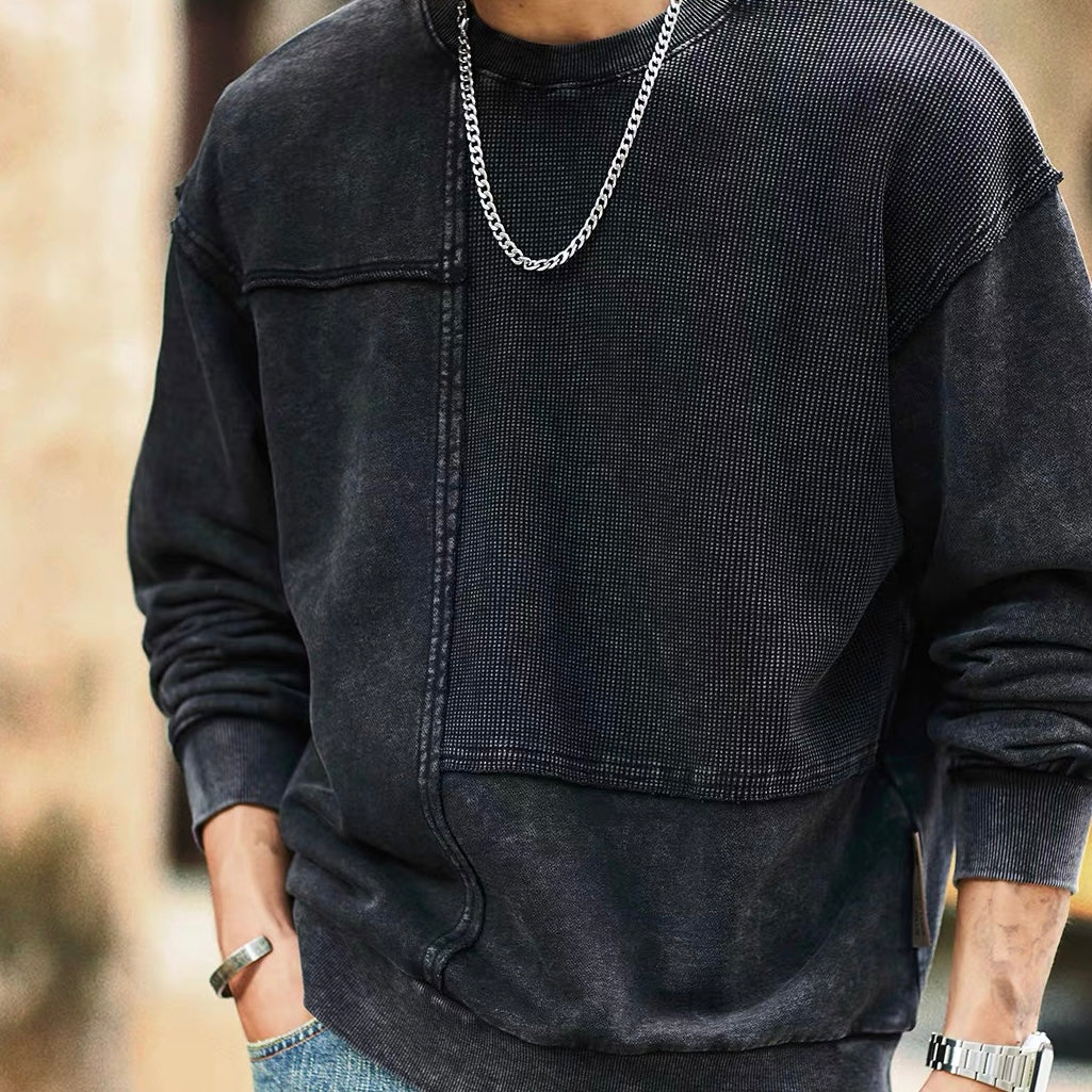 ワッフル パッチワーク ウォッシュドスウェット（2Colors）250859