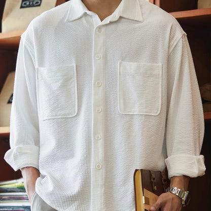 ダブル胸ポケット付 シアサッカーシャツ（1Color）250948