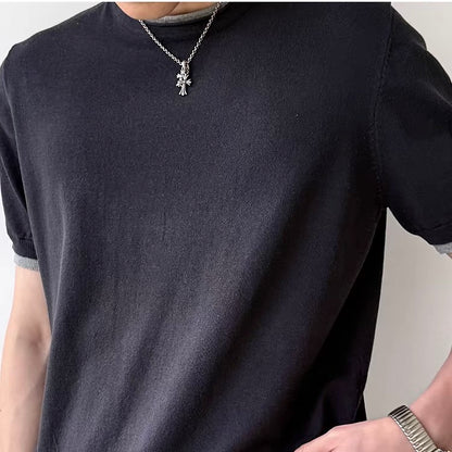 リネン混 シンプル フェイクレイヤードTシャツ（3Colors）260540