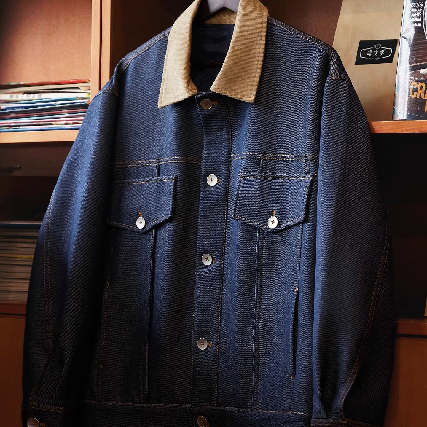 コーデュロイ襟 オーバーサイズ デニムジャケット（1Color）250997