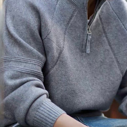 ハーフジップ ハイネック セーター（2Colors）250891