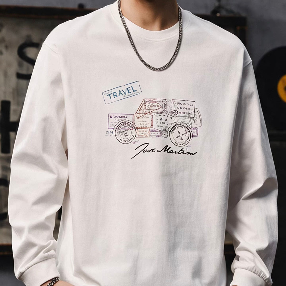ヘビーウェイト 車モチーフ 長袖Tシャツ（1Color）260750
