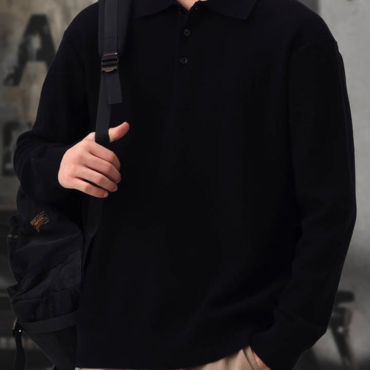 ポロカラー シンプル ニットプルオーバー（3Colors）260036