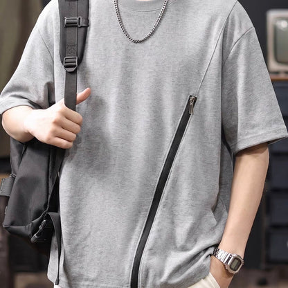 ジップデザイン シンプルTシャツ（2Colors）260454