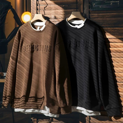 フェイクレイヤード 立体ロゴ スウェットプルオーバー（2Colors）250170