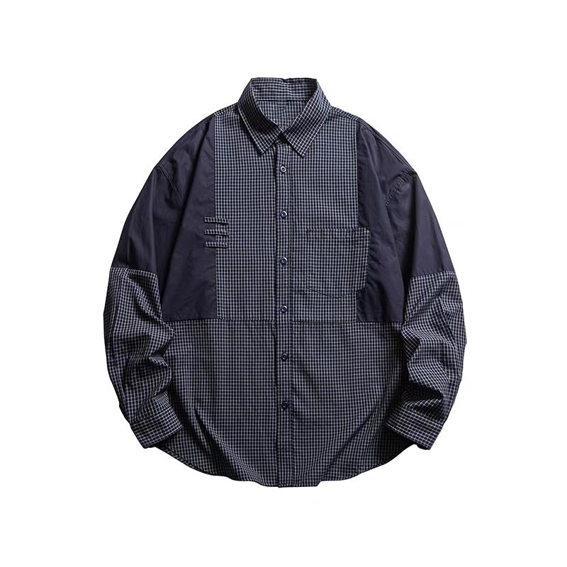 パッチワーク チェック デザインシャツ（3Colors）260157