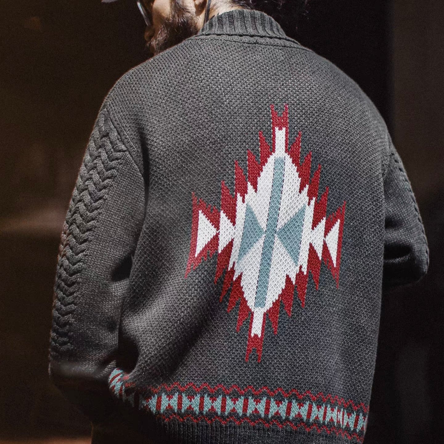 ネイティブ柄 ショールカラーカーディガン（1Color）251079