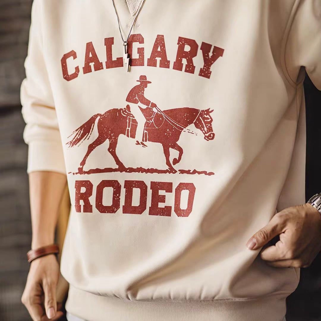 レトロプリント 裏起毛 スウェットプルオーバー（2Colors）260012