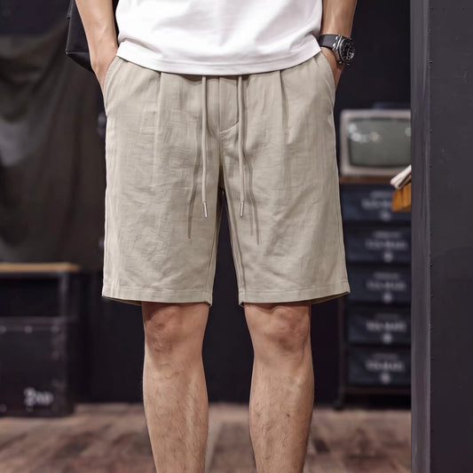 軽量 リネン混 リラックス ハーフパンツ（5Colors）260600